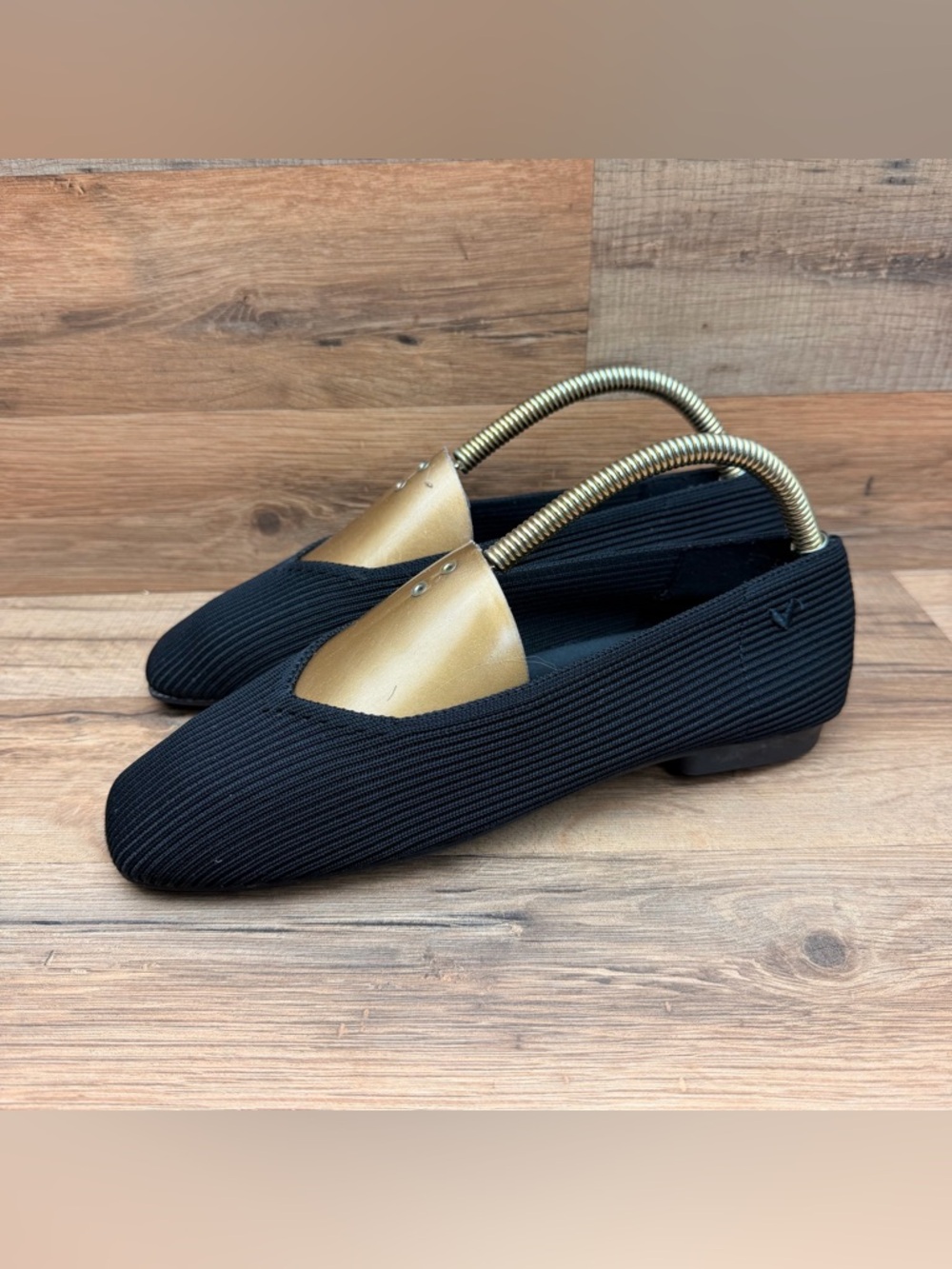 Vivaia Margot 2.0 Square Toe V-Cut Women's Size 9-9.5 (40 EU) Ballet Flats Black - Picture 2 of 8